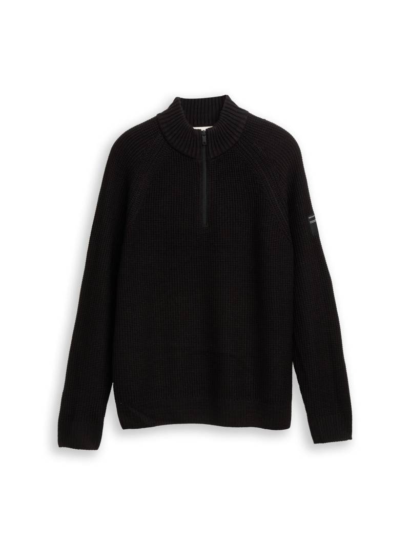 Denim Tom Tailor - Troyer Strickpullover black - Gr. - M von Denim Tom Tailor