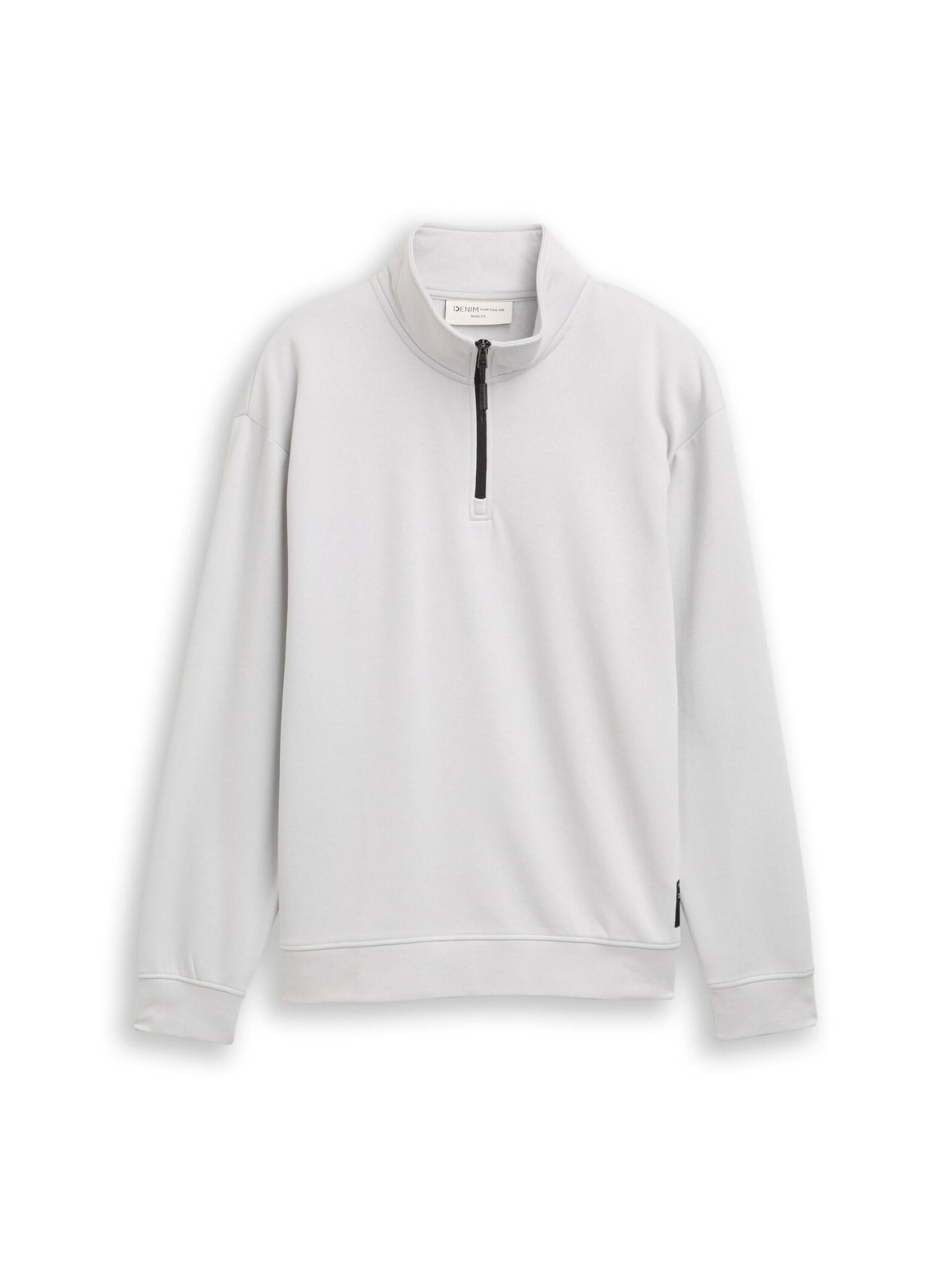 Denim Tom Tailor - Troyer Sweatshirt mit Logo-Badge chalk grey - Gr. - XXL von Denim Tom Tailor