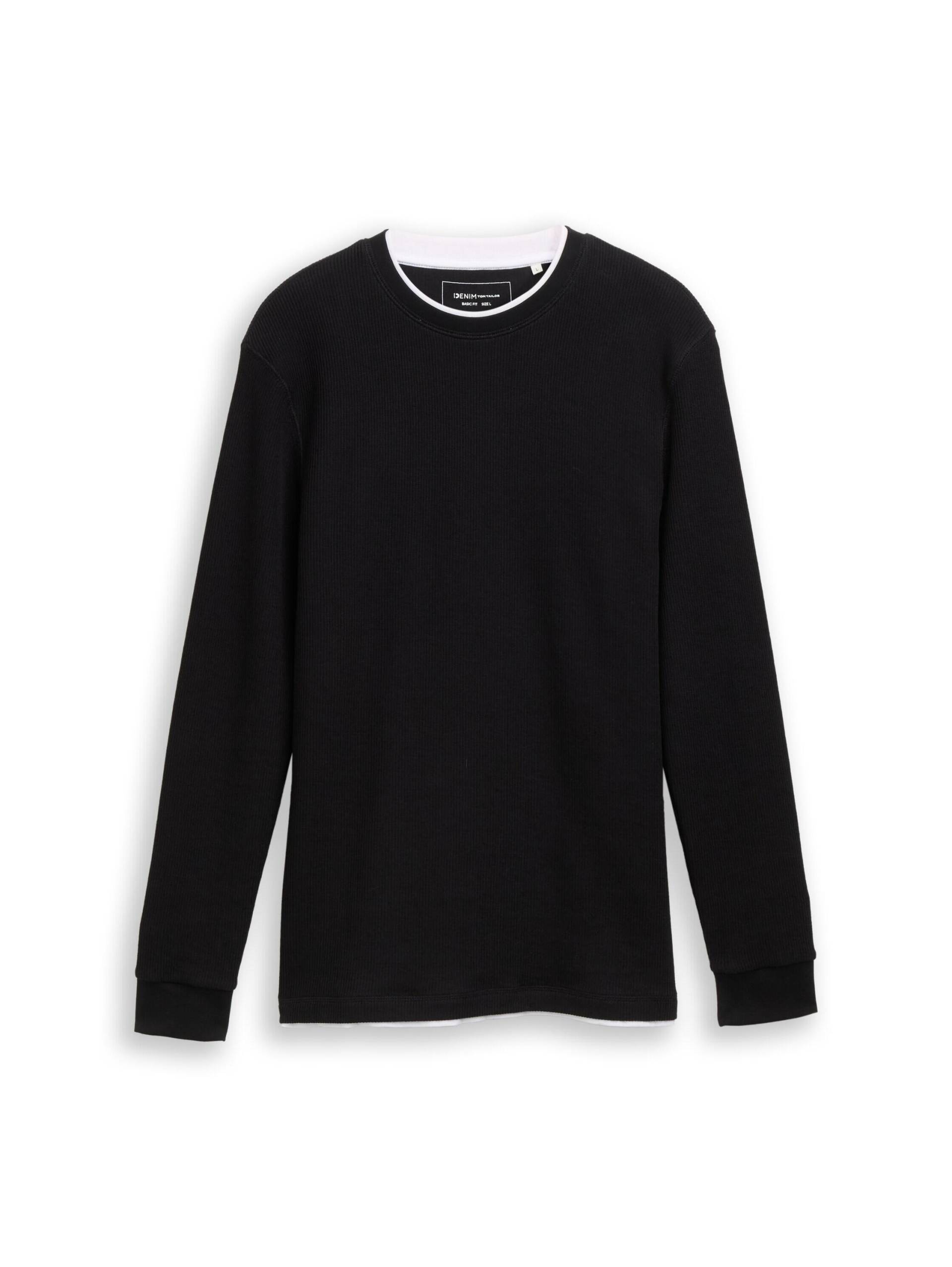 Denim Tom Tailor - Troyer Sweatshirt mit Logo-Badge sky captain blue - Gr. - L von Denim Tom Tailor