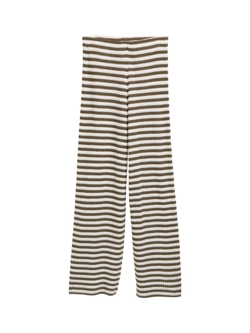 Denim Tom Tailor - Wide Leg Strickhose olive white stripe - Gr. - M von Denim Tom Tailor