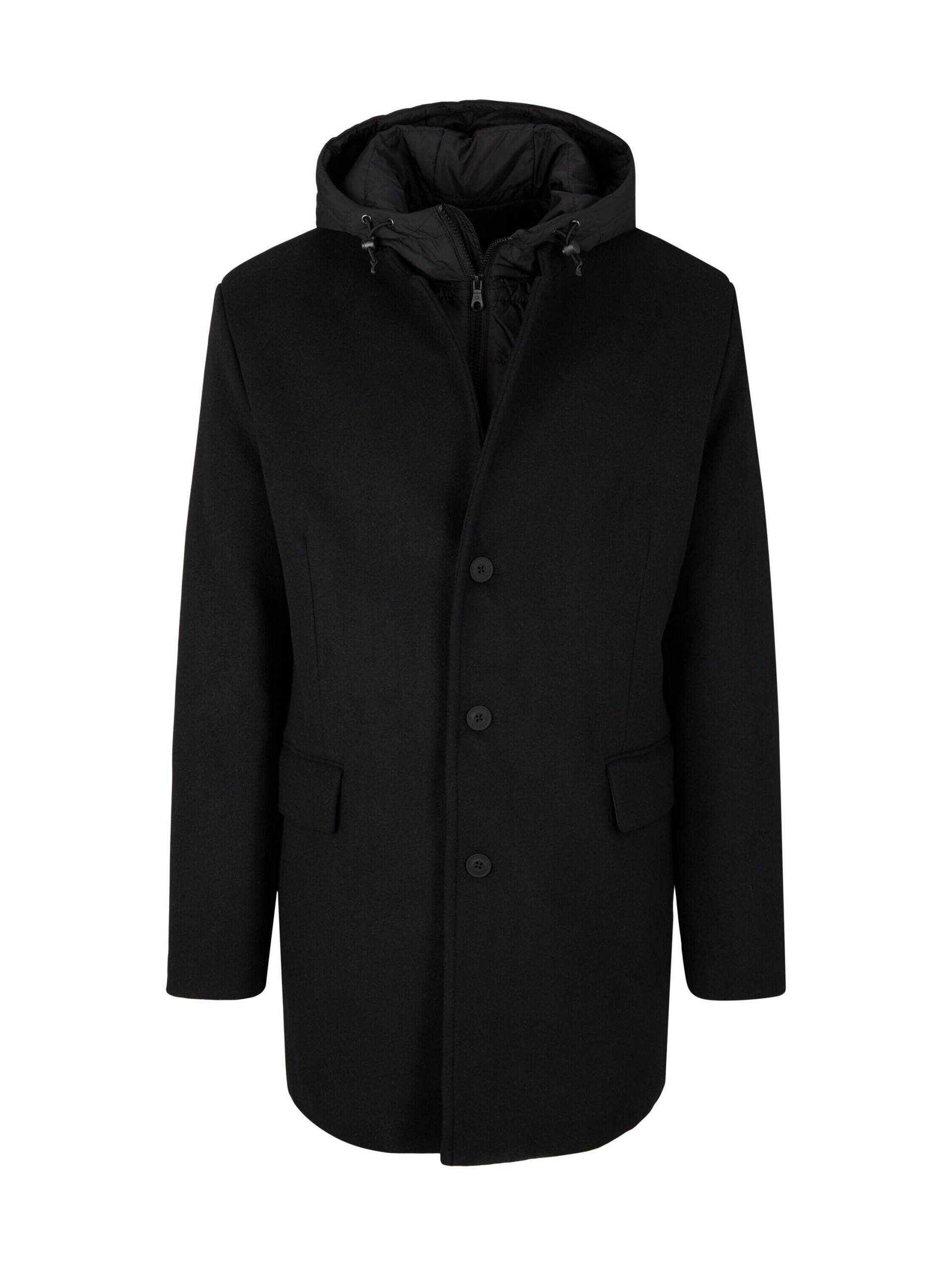 Denim Tom Tailor - Wollmantel mit dickem Innenfutter black - Gr. - XL von Denim Tom Tailor