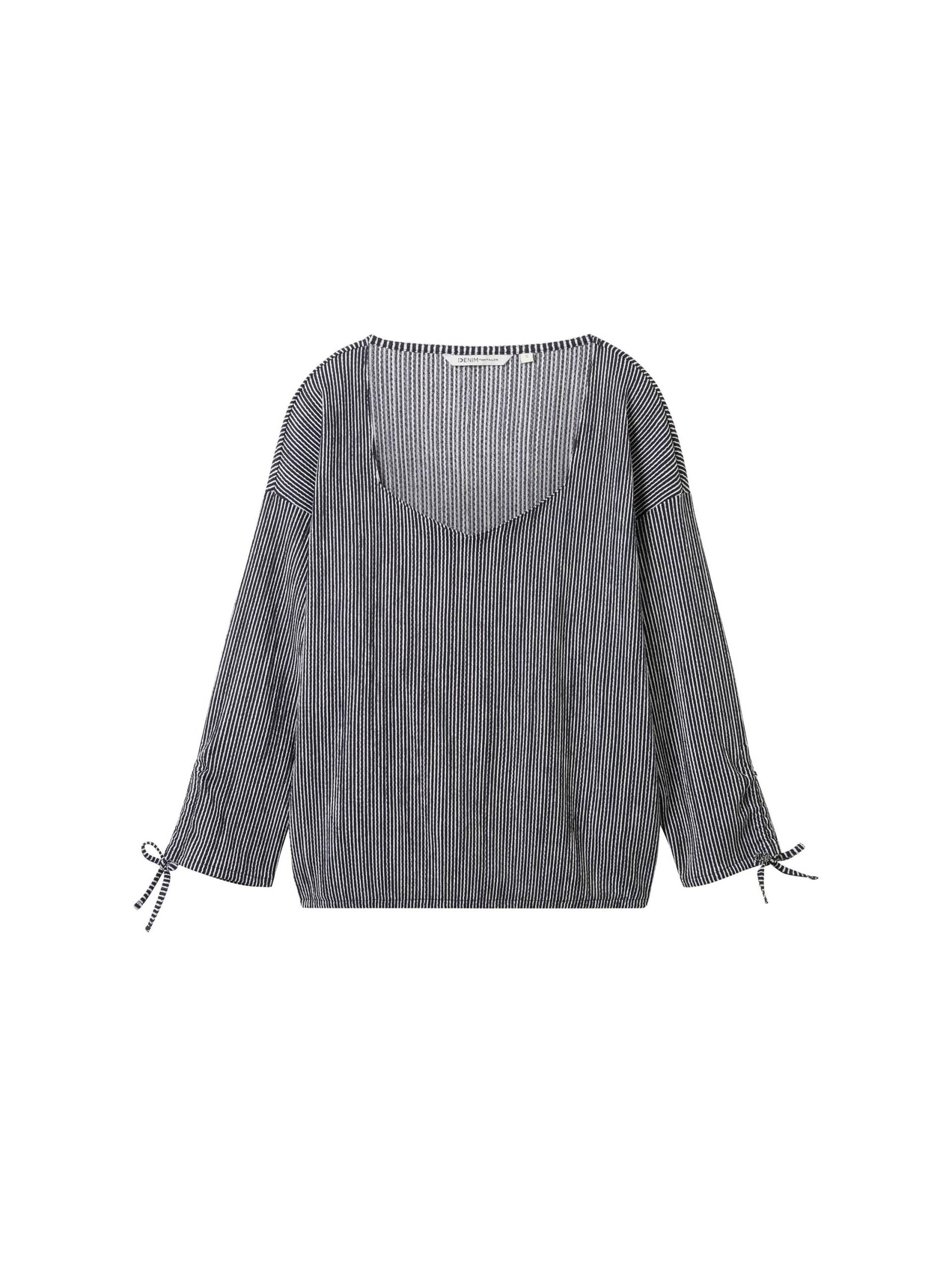 Denim Tom Tailor - structured t-shirt small navy white stripe - Gr. - S von Denim Tom Tailor