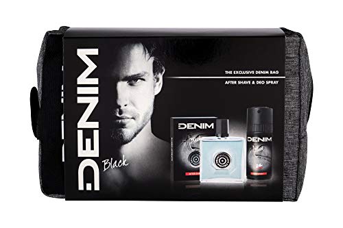 Denim Black for Men Geschenkset (After Shave 100ml + Deodorant 150ml + Kulturtasche) von Denim