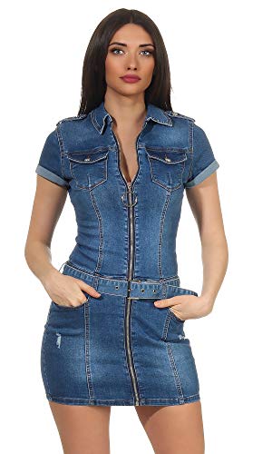 Denim Jeanskleid Minikleid Stretch Kleid Blue Washed 34-42 (34, Blau) von Denim