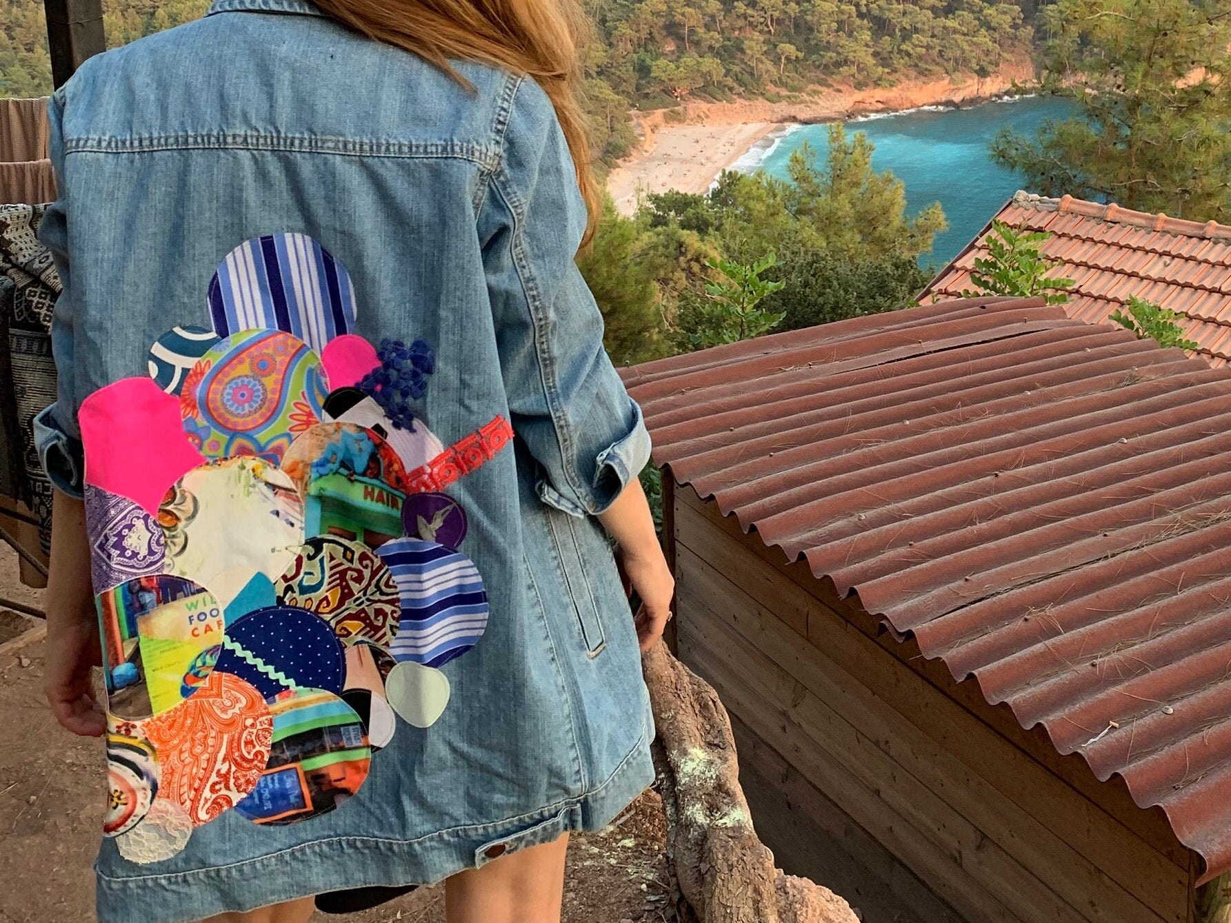 Jeansjacke, Handgemachte Boho Vintage Bomberjacke, Patchwork 80Er Jeansjacke, Handgemachte Boho Vintage Bomberjacke, Patchwork 80Er von DenimJacketPoupee