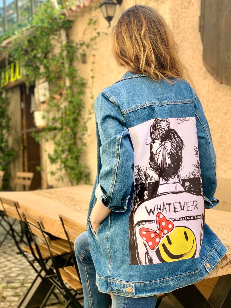 Plus Size Jacke, 0x Jeansjacke, 1x Big Fancy 2x Damenbekleidung, Schwarz Weiß Gedruckt Jeans, 3x, 4x Übergroßer Jeansmantel Plus Size Jacke, 0x Jeansjacke, 1x Big Fancy 2x Damenbekleidung, Schwarz Weiß Gedruckt Jeans, 3x, 4x Übergroßer Jeansmantel von DenimJacketPoupee