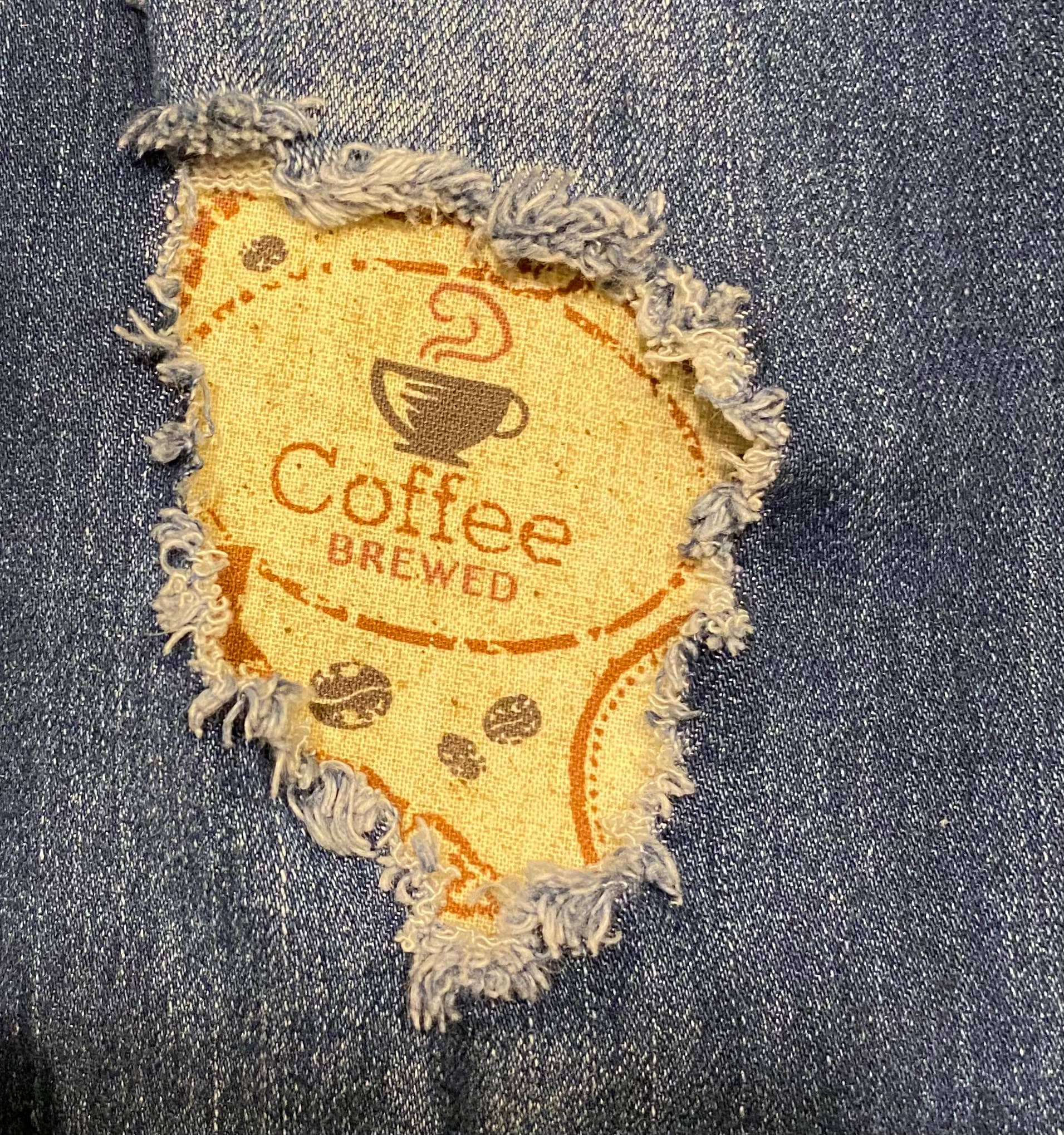 Kaffee Aufnäher, Jeans Bügelbild, Handgemacht, Handgemacht, Waschbar von DenimPineapple