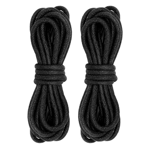 Denipry 2 Paar gewachste runde Oxford-Schnürsenkel (2,5 mm), dünne Baumwolle, schwarze Schnürsenkel für Anzugschuhe, Stiefel, Lederschuhe, Oxfords für Damen und Herren (schwarz, 75 cm) von Denipry