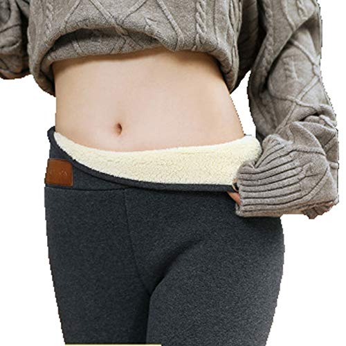 Denise Lamb Frauen Warme Schlanke Hose,Winter Lamm Plüsch Jogginghose Verdickte Fleece Gefütterte Jogginghose Hohe Taille Übergroße Leggings für Frauen (Color : Gray, Size : Small) von Denise Lamb