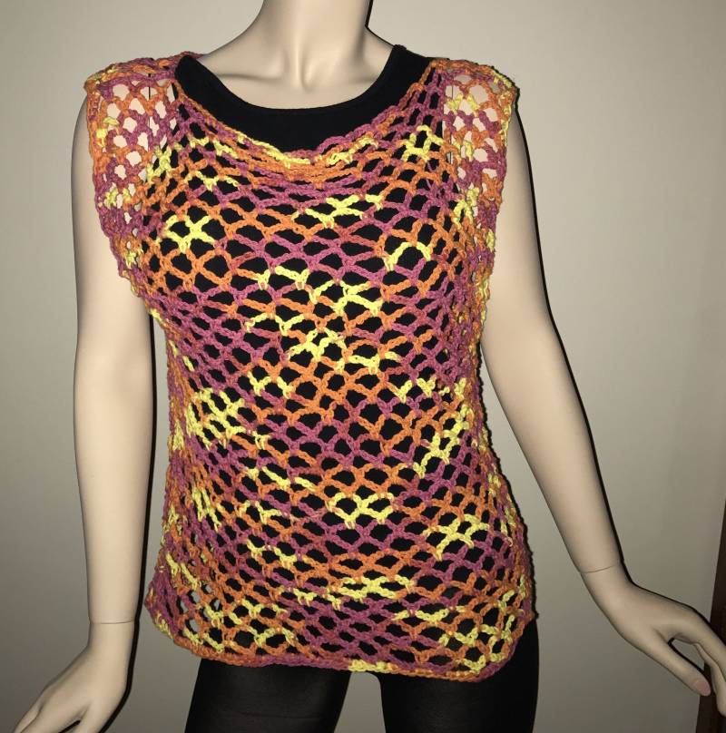 Baumwolle Häkeln Mesh Tank Top/Cover Up von DeniseBlack