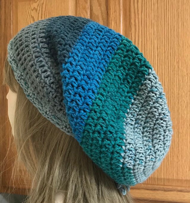 Lange Slouchy Beanie Häkeln Hut/Dread Tam in Shadowberry von DeniseBlack