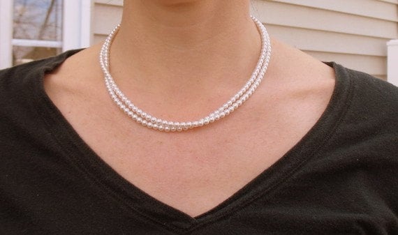 Braut Halskette Perlen Kleine Multistrand, Lily Of The Valley von DeniseJewelryDesigns