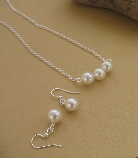 Brautschmuck, Perlenschmuck Einfach, Geschenk Für Brautjungfern Geschenke, Schmuck Die Brautjungfer, Brautkette, Hochzeitsschmuck von DeniseJewelryDesigns