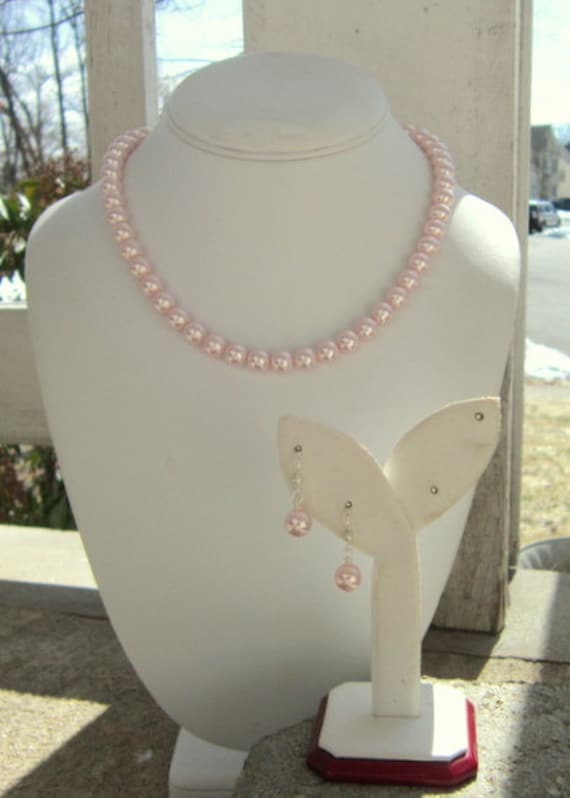 Erröten Sie Rosa Perlen Collier-Set, Mutter Der Braut Schmuck, Brautjungferngeschenke, Perlen, Des Bräutigams, Geschenke Für Sie, Pinkalicious von DeniseJewelryDesigns