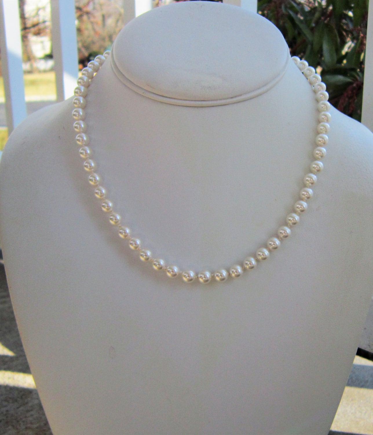 Geknüpfte Perlenkette, Braut Einzelstrang Perlen, Geknüpfte Perlen, Brautschmuck, Hochzeit von DeniseJewelryDesigns