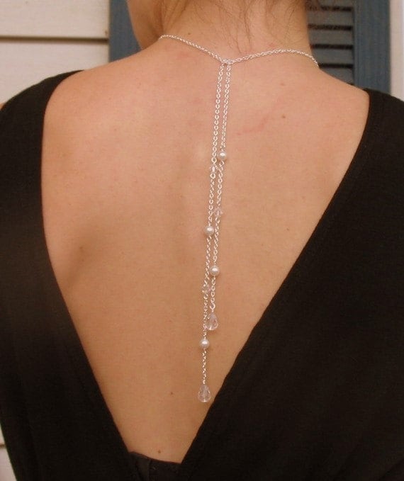 Hintergrund Halskette, Krawatte Lariat Zurück Schmuck, Braut Tropfen Schmuck Halskette Brautjungfern Dort Geht Die Hintergrund Halskette, Krawatte Lariat Zurück Schmuck, Braut Tropfen Schmuck Halskette Brautjungfern Dort Geht Die von DeniseJewelryDesigns