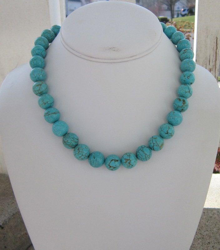 Türkis Halskette, Schmuck, Große Perle Türkis, Blau Geschenk Für Brautjungfern, Chunky Halskette Türkis Halskette, Schmuck, Große Perle Türkis, Blau Geschenk Für Brautjungfern, Chunky Halskette von DeniseJewelryDesigns