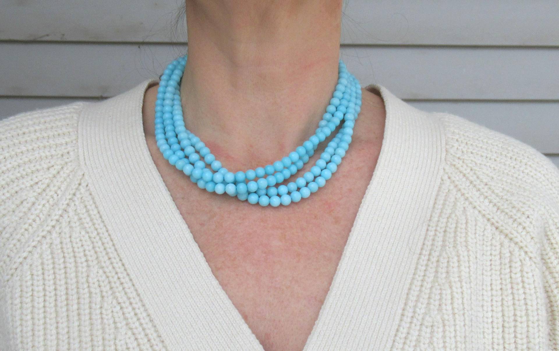 Türkis Halskette Set Hellblau Schmuck Robins Ei Blau Chunky Multistrand von DeniseJewelryDesigns