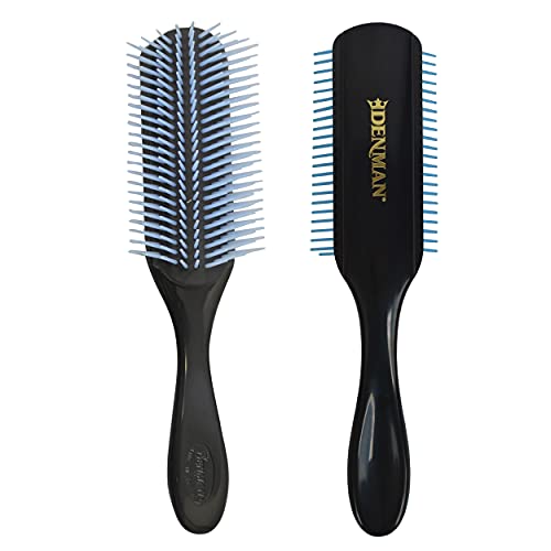 Denman Curly Hair Brush D4 (Black/Blue) 9 Row Styling Brush for Styling, Smoothing Longer Hair and Defining Curls - For Women and Men von Denman