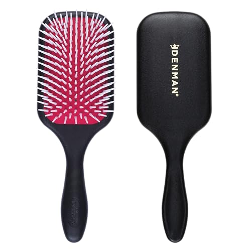 Denman Power Paddle Hair Brush for Fast and Comfortable Detangling, Blow Drying and Styling - Combination of D3 Styling Pins & Paddle Brush - For Women and Men (Red & Black), P038 von Denman