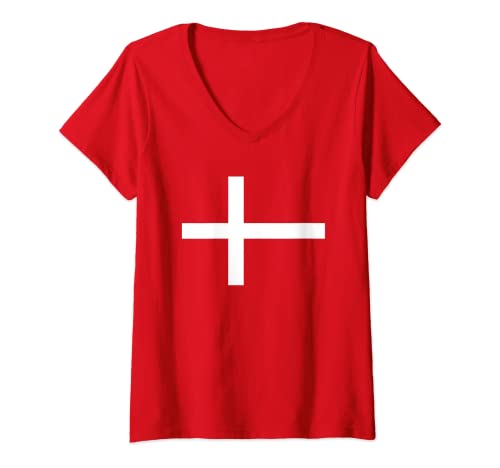 Damen Dänemark Flagge Fan Trikot Wikinger Dannebrog T-Shirt mit V-Ausschnitt Damen Dänemark Flagge Fan Trikot Wikinger Dannebrog T-Shirt mit V-Ausschnitt von Denmark Danmark Stolz Patrioten Fanartikel Zubehör
