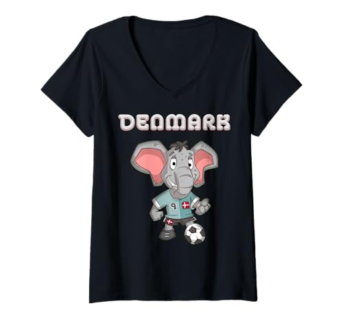 Damen Dänemark Fans T-Shirt mit V-Ausschnitt Damen Dänemark Fans T-Shirt mit V-Ausschnitt von Denmark Fans