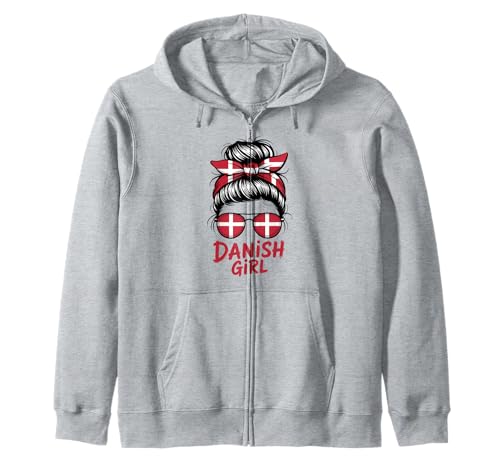 Dänisches Mädchen Messy Bun Dänemark Flagge Stolz Kapuzenjacke Dänisches Mädchen Messy Bun Dänemark Flagge Stolz Kapuzenjacke von Denmark Flag Danish Roots
