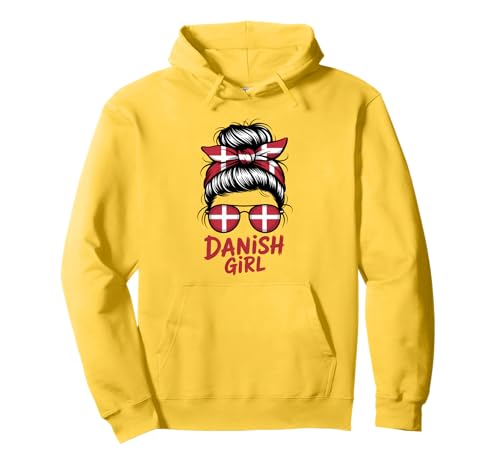 Dänisches Mädchen Messy Bun Dänemark Flagge Stolz Pullover Hoodie Dänisches Mädchen Messy Bun Dänemark Flagge Stolz Pullover Hoodie von Denmark Flag Danish Roots