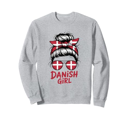 Dänisches Mädchen Messy Bun Dänemark Flagge Stolz Sweatshirt Dänisches Mädchen Messy Bun Dänemark Flagge Stolz Sweatshirt von Denmark Flag Danish Roots