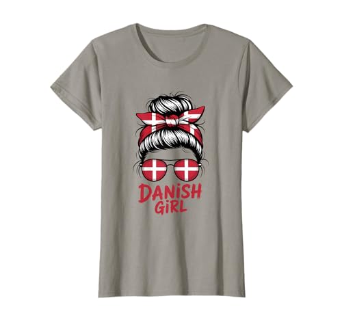 Dänisches Mädchen Messy Bun Dänemark Flagge Stolz T-Shirt Dänisches Mädchen Messy Bun Dänemark Flagge Stolz T-Shirt von Denmark Flag Danish Roots