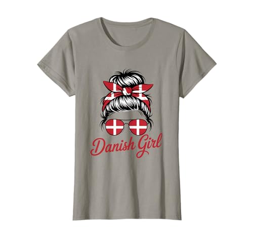 Dänisches Mädchen Messy Bun Dänemark Flagge Stolz T-Shirt von Denmark Flag Danish Roots