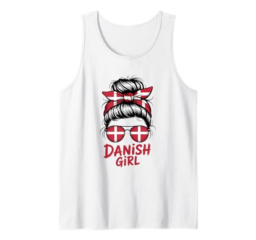 Dänisches Mädchen Messy Bun Dänemark Flagge Stolz Tank Top Dänisches Mädchen Messy Bun Dänemark Flagge Stolz Tank Top von Denmark Flag Danish Roots