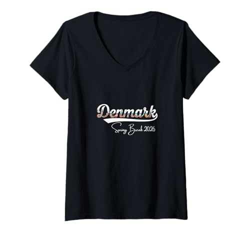 Damen Dänemark Spring Break 2025 Urlaubsreisen T-Shirt mit V-Ausschnitt Damen Dänemark Spring Break 2025 Urlaubsreisen T-Shirt mit V-Ausschnitt von Denmark Spring Break Clothes T-Shirts