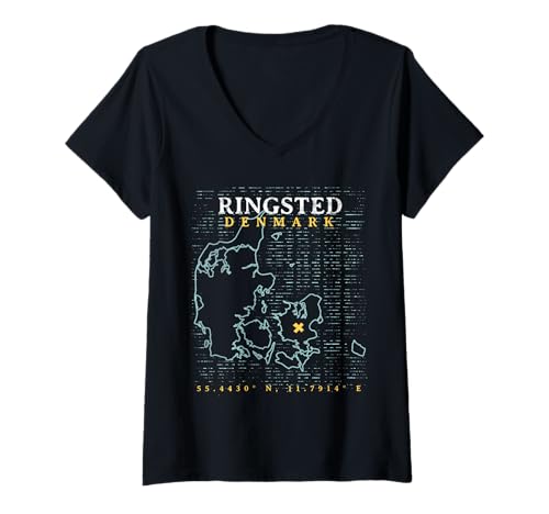 Damen Ringsted Dänemark T-Shirt mit V-Ausschnitt Damen Ringsted Dänemark T-Shirt mit V-Ausschnitt von Denmark Towns Cities And Villages
