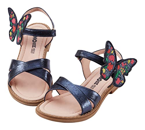 Denokids Mädchen-Sandalen, 3D-Schmetterlings-Baby-Sandalen, Mädchenschuhe mit 100% PU-Obermaterial, Textilfutter, Thermo-PVC-Sohle, abwischbar, Marineblau | 33 Nummer von Denokids