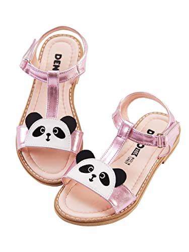 Denokids Mädchen-Sandalen, Panda-Baby-Sandalen, Mädchenschuhe mit 100% PU-Obermaterial, Textilfutter, Thermo-PVC-Sohle, abwischbar, rosa gestreift | 32 Nummer von Denokids