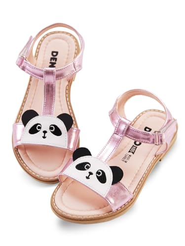 Denokids Mädchen-Sandalen, Panda-Baby-Sandalen, Mädchenschuhe mit 100% PU-Obermaterial, Textilfutter, Thermo-PVC-Sohle, abwischbar, rosa gestreift | 34 Nummer von Denokids