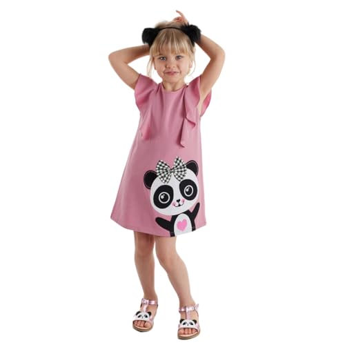 Denokids Mädchenkleid, Baumwolle Jersey Sommerkleid mit Big-Panda Applikation, Stilvolles Kleid Für Mädchen mit Rüschenoberteil, Maschinenwaschbar Bei 30 °C, Sicher Für Kinder, 2 bis 8 Jahre | 2 Alter von Denokids