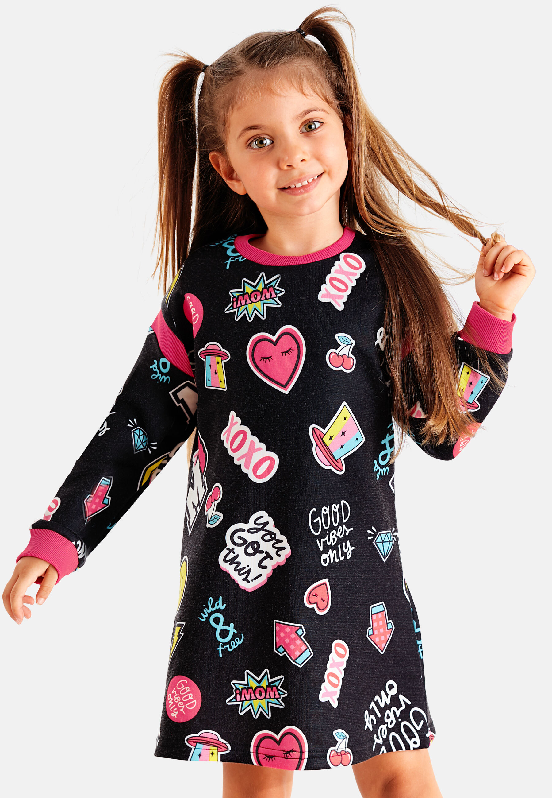 Denokids Shirtkleid "Good Vibes" 1 Stk. tlg. mit elastischen Bündchen von Denokids