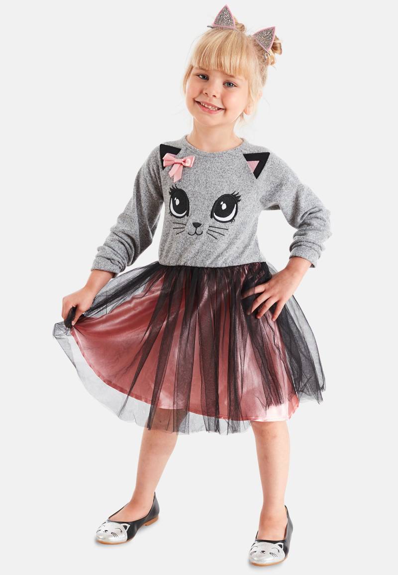 Denokids Sommerkleid "Gauzy Cat" 1 Stk. tlg. mit aufgesticktem Kätzchengesicht von Denokids