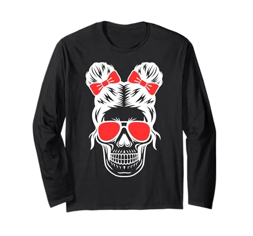 Stylischer Skull mit Schleife – Cooles Frauen Design Langarmshirt Stylischer Skull mit Schleife – Cooles Frauen Design Langarmshirt von DenoxVision
