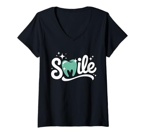 Damen Smile Tooth Zahnheilkunde Zahnarzthelferin | Hygieniker Zahnarzt T-Shirt mit V-Ausschnitt Damen Smile Tooth Zahnheilkunde Zahnarzthelferin | Hygieniker Zahnarzt T-Shirt mit V-Ausschnitt von Denta Smile Tooth