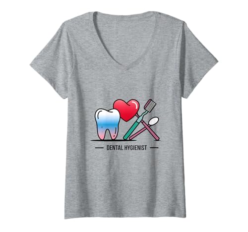 Damen Kreative Dentalhygienikerin Dental Assistant Lustig T-Shirt mit V-Ausschnitt von Dental Care Apparel