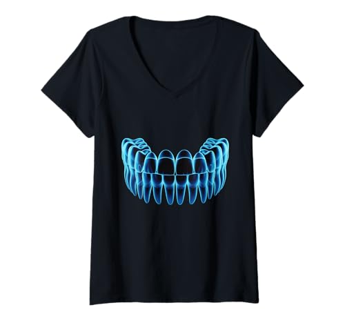Damen Zähne Zahnarzt Dentalhygieniker Kieferorthopädie T-Shirt mit V-Ausschnitt von Dental Hygienist Dentist