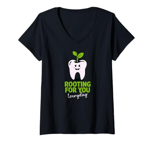 Damen Rooting You Tooth Damen Herren Dental Mundhygieniker Zahnärzte T-Shirt mit V-Ausschnitt Damen Rooting You Tooth Damen Herren Dental Mundhygieniker Zahnärzte T-Shirt mit V-Ausschnitt von Dental National dentist Day Outfits for Women Men