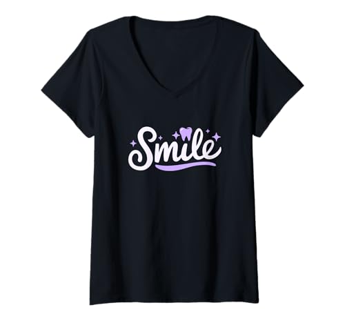 Damen Smile Dental Vibes Männer Frauen Dental Mundhygieniker Zahnärzte T-Shirt mit V-Ausschnitt von Dental National dentist Day Outfits for Women Men