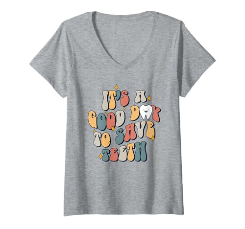 Damen Es ist EIN guter Tag, um Zähne zu retten T-Shirt mit V-Ausschnitt Damen Es ist EIN guter Tag, um Zähne zu retten T-Shirt mit V-Ausschnitt von Dental Smiles Collection