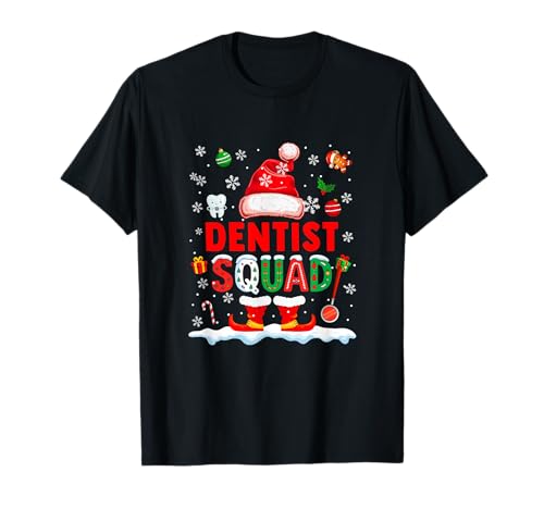 Dentist Squad Herren-Weihnachtsmann-Kostüm mit Schleife T-Shirt von Dentist Christmas Costume