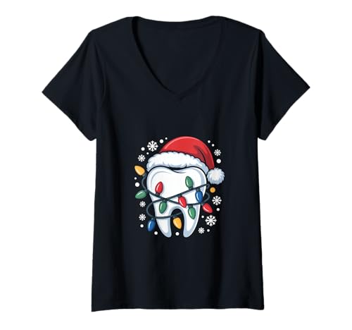 Damen Weihnachten Dental Squad Dentallabor Hygienikerin T-Shirt mit V-Ausschnitt von Dentist DentalLab Technician Dental Hygienist Xmas