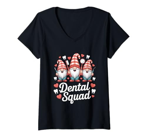 Damen Weihnachten Dental Squad Dentallabor Hygienikerin T-Shirt mit V-Ausschnitt von Dentist DentalLab Technician Dental Hygienist Xmas